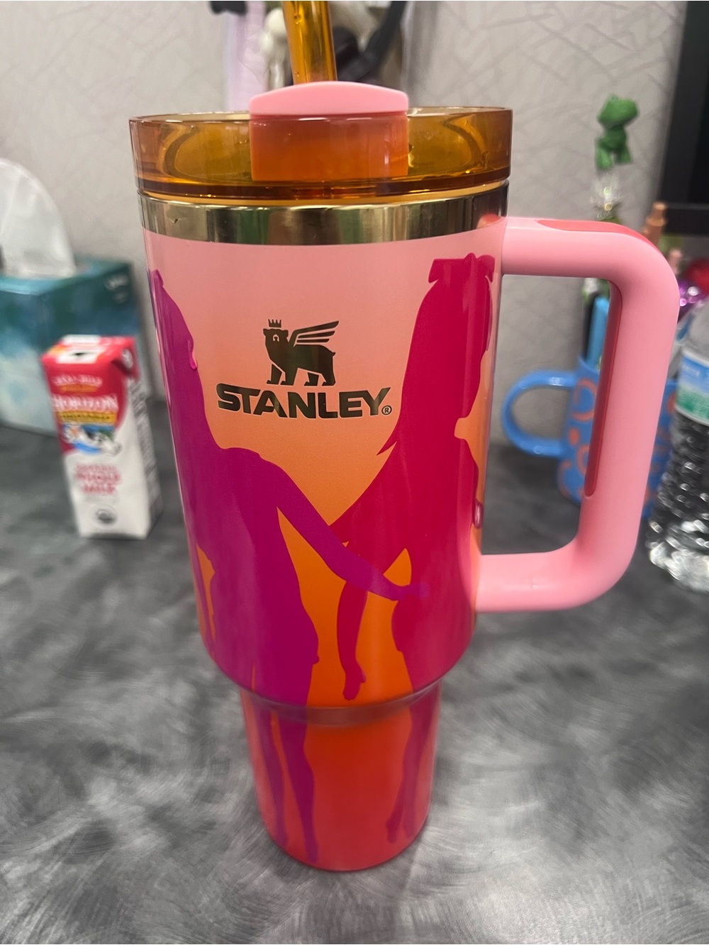 Stanley Barbie Pink and Orange Two-Tone Insulated Travel Mug with Handle